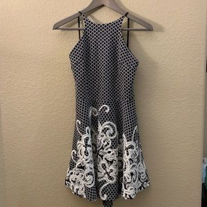 Black and white A line mini dress low back fits like small/medium